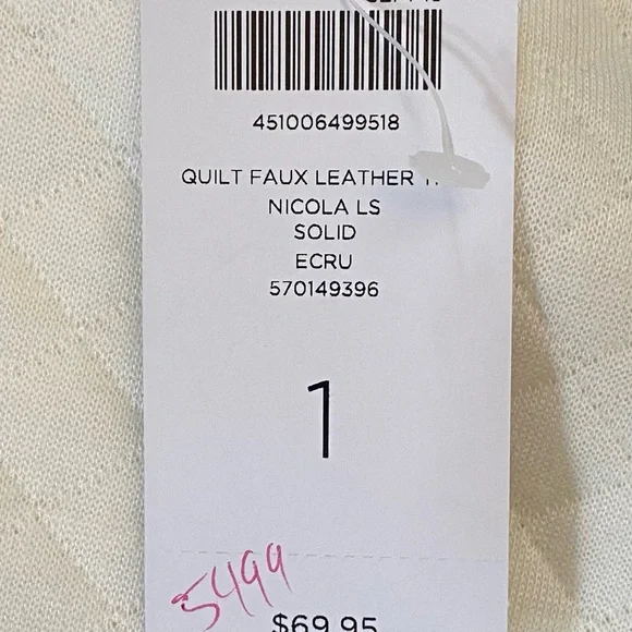 Chico’s - NWT -Ivory - Full zip up shirt - quilted faux leather Chicos size 1 - - Picture 6 of 13